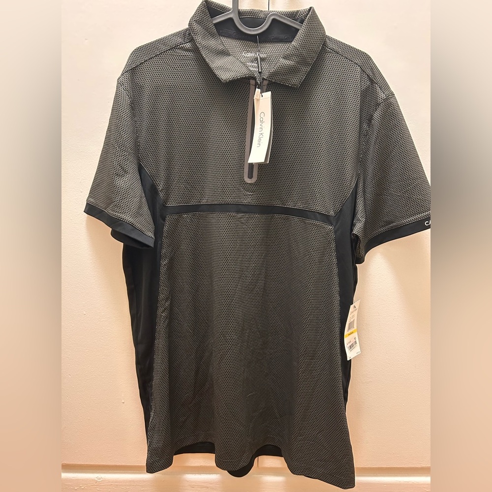 NWT Calvin Klein Quarter Zip Polo Shirt [M | Black and White]